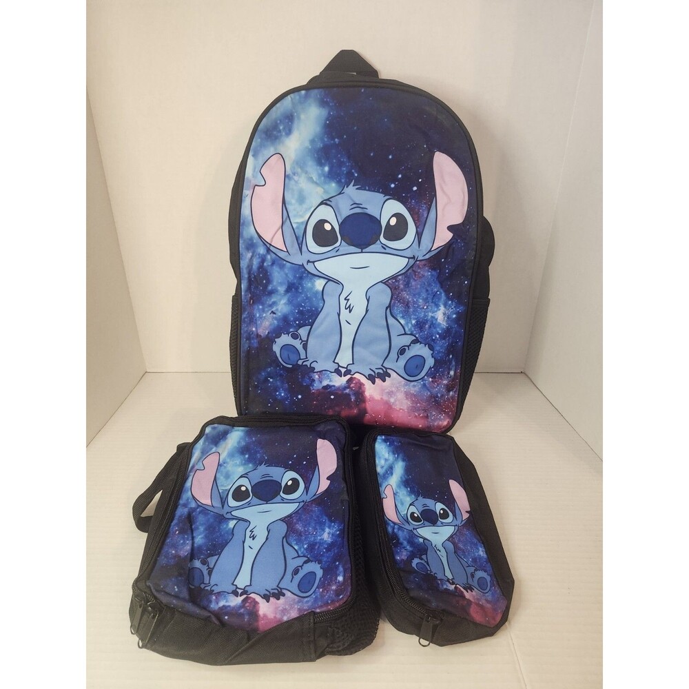 3 Piece Disney Lilo and Stitch Backpack Lunch Box Set Tote Bag Pencil Case